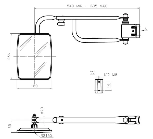 SMAT NORD - CA6101001 - Spiegel Mit Teleskoparm Links/Rechts
