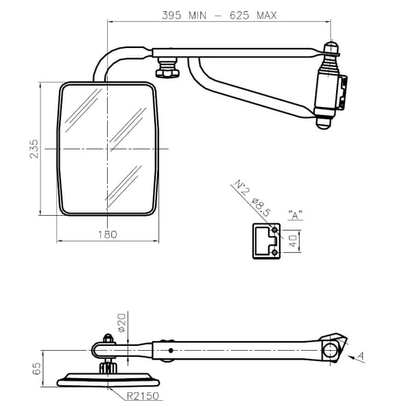 SMAT NORD - CA6103001 - Spiegel Mit Teleskoparm Links