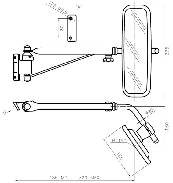SMAT NORD - CA6396000 - Spiegel Mit Teleskoparm Rechts