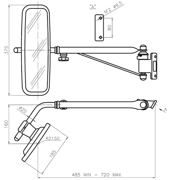 SMAT NORD - CA6396001 - Spiegel Mit Teleskoparm Links
