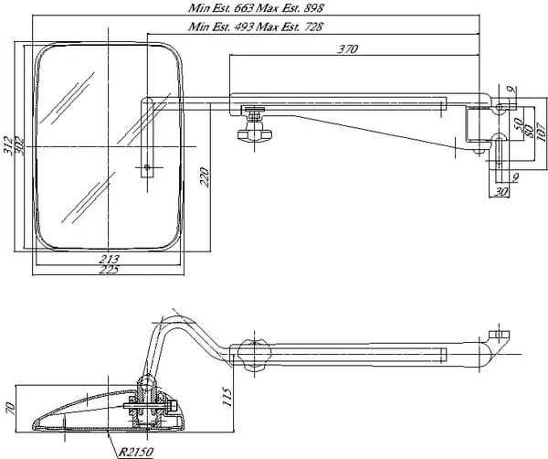 SMAT NORD - CA6399001 - Spiegel Mit Teleskoparm Links
