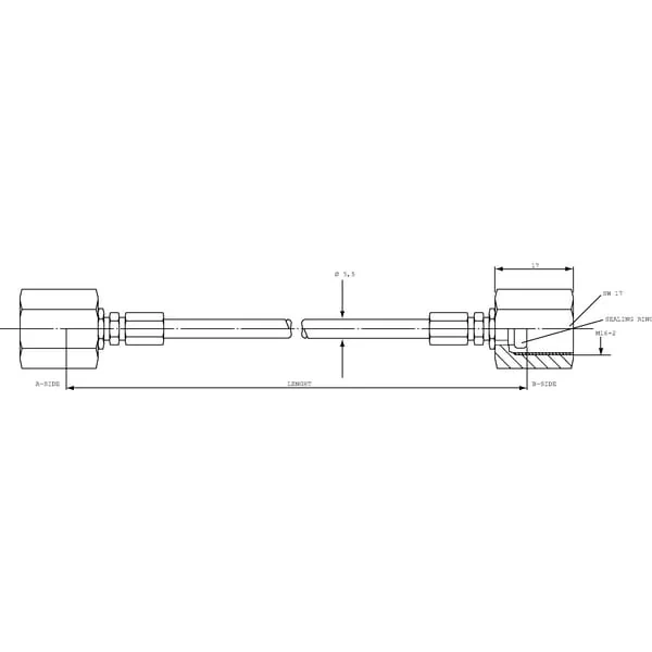Spradow - MPSW1000 - Messpunkt-Schlauch TL=1000 M16X2 Ueberwurfmutter (2x)
