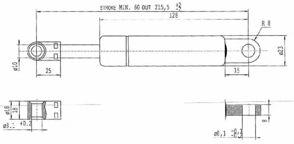 Stabilus - CA044016 - Gasdruckfeder L215-1100N