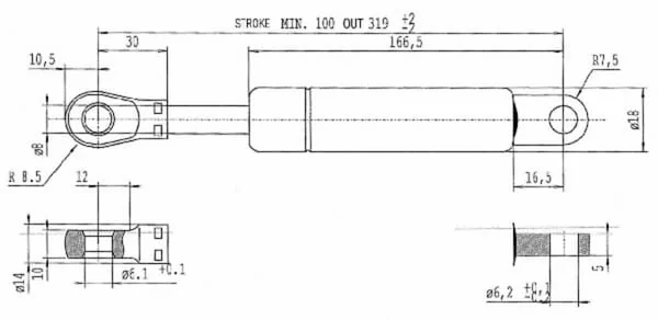 Stabilus - CA045926 - Gasdruckfeder 8 X 18 - 320 200N