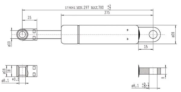 Stabilus - CA048941 - Gasdruckfeder l700mm 650N Stabilus