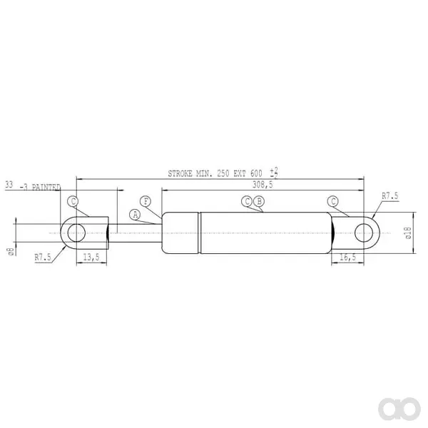 Stabilus - CA049670 - Gasdruckfeder l600mm 150N Stabilus