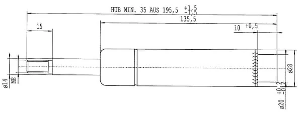 Stabilus - CA049697 - Gasdruckfeder L195,5-1300N