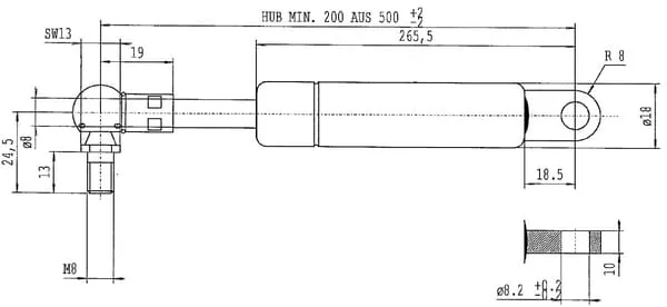 Stabilus - CA056189 - Gasdruckfeder L500-180N