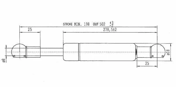 Stabilus - CA079499 - Gasfeder - 8x18 - 505 - 220 N
