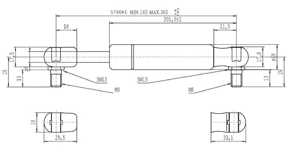 Stabilus - CA083542 - Gasfeder - L365 - 500 N