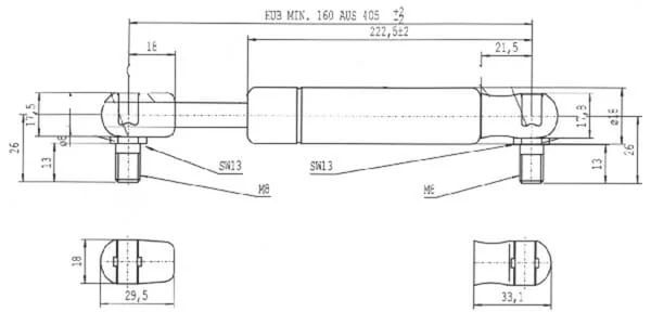 Stabilus - CA083615 - Gasfeder 405 mm - 500 N