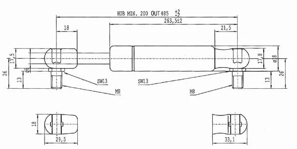 Stabilus - CA083739 - Gasdruckfeder L485 - 200 N