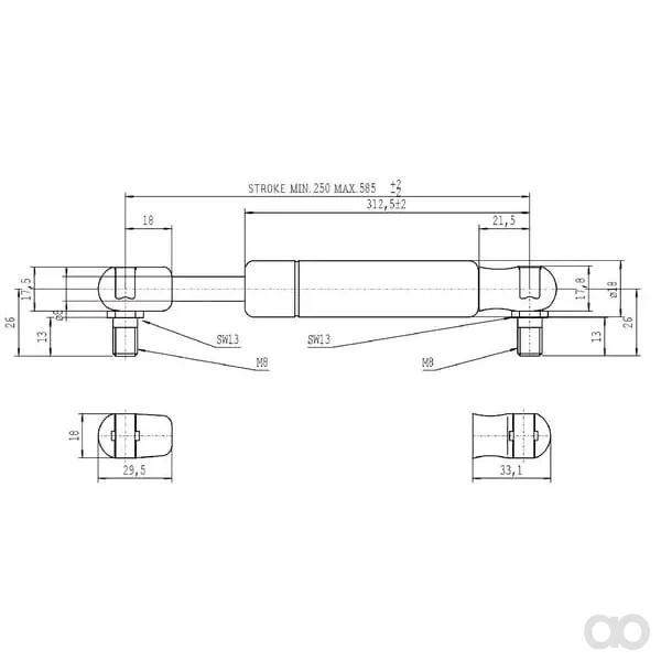 Stabilus - CA094668 - Gasdruckfeder L585mm 350N