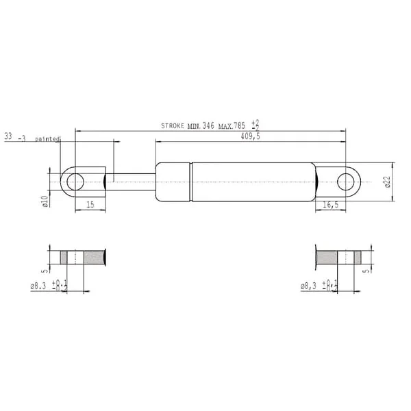 Stabilus - CA095133 - Gasdruckfeder l785,5mm 250N