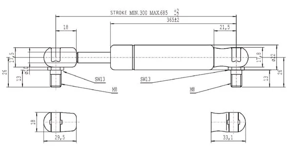 Stabilus - CA095419 - Gasdruckfeder L685-500N