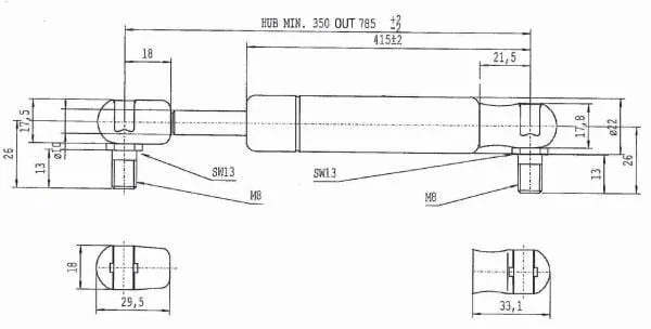 Stabilus - CA095443 - Gasfeder L785mm 150N Stabilus