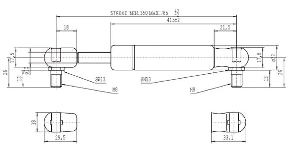 Stabilus - CA095532 - Gasstossdaempfer L=785,0 MM 1150N