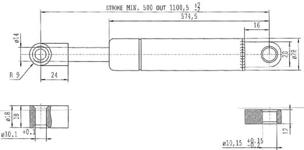 Stabilus - CA095788 - Gasdruckfeder L1100-19