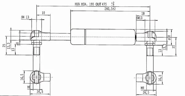 Stabilus - CA128309 - Gasdruckfeder l475mm 200N