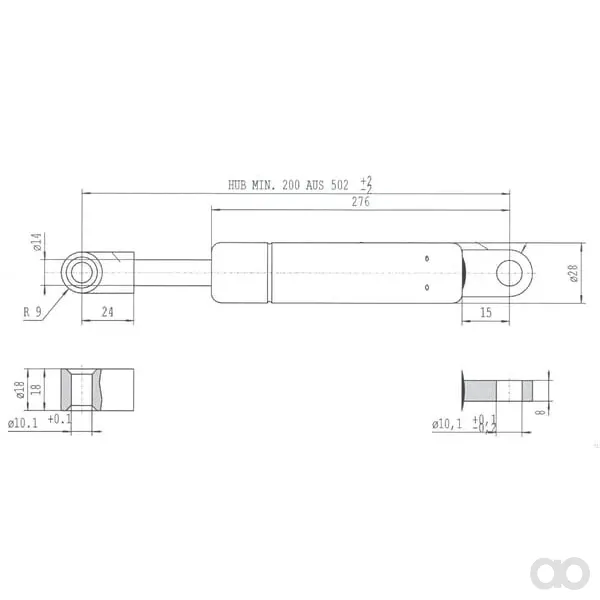 Stabilus - CA2049LG - Gasdruckfeder l502mm 1700N Stabilus