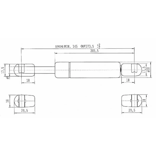 Stabilus - CA256986 - Gasfeder L373 - 160 N