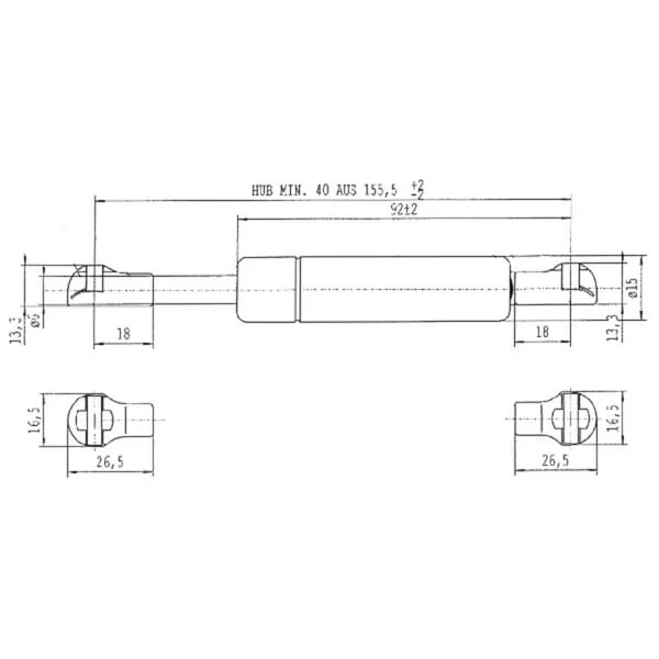 Stabilus - CA2612NJ - Gasdruckfeder L155,5mm 300N Stabilus