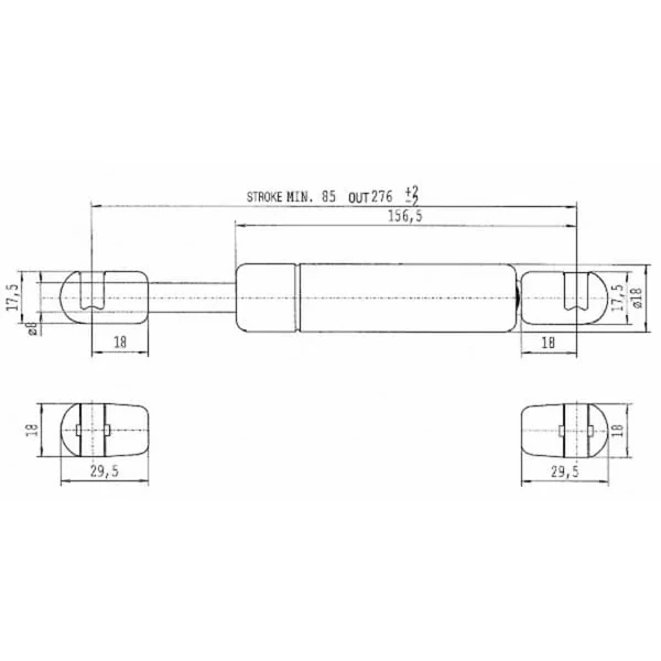 Stabilus - CA273929 - Gasfeder L275 - 100 N