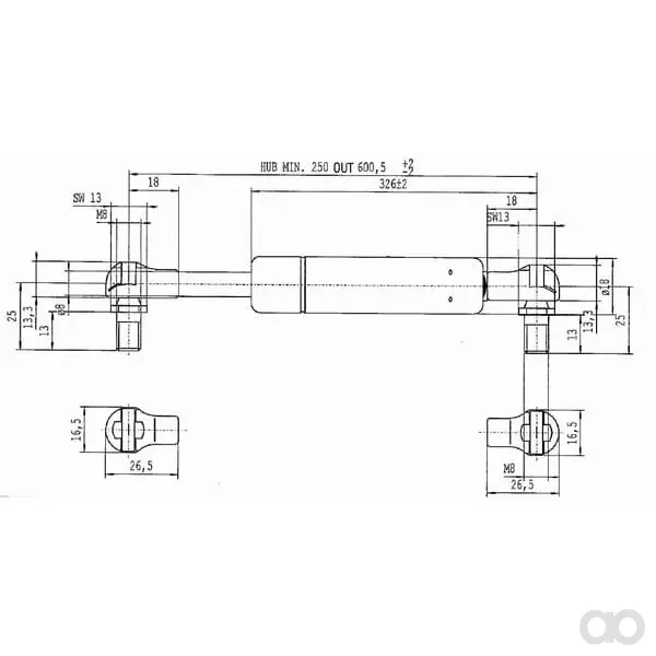 Stabilus - CA287512 - Gasfeder L600 - 180 N