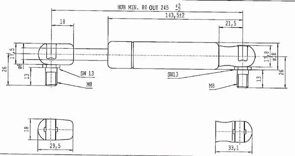 Stabilus - CA287806 - Gasdruckfeder D245mm 250N Stabilus