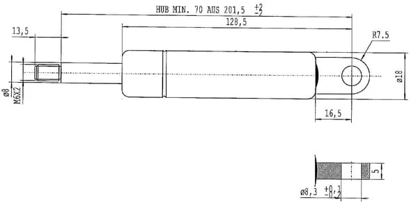 Stabilus - CA288616 - Gasdruckfeder D215mm 180N Stabilus