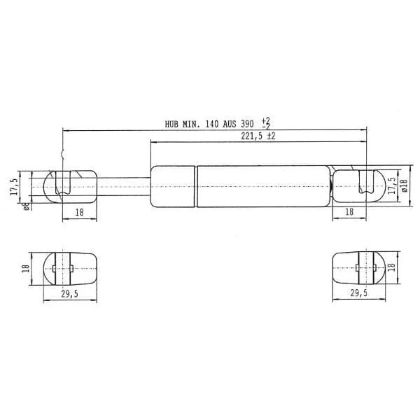 Stabilus - CA3069KR - Gasfeder L390 - 150 N