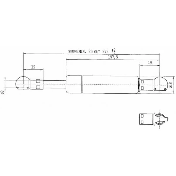 Stabilus - CA321176 - Gasdruckfeder L275mm 100N Stabilus