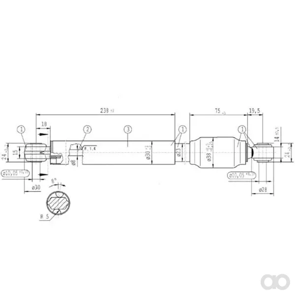 Stabilus - CA363952 - Gasfeder L538mm 510N Stabilus