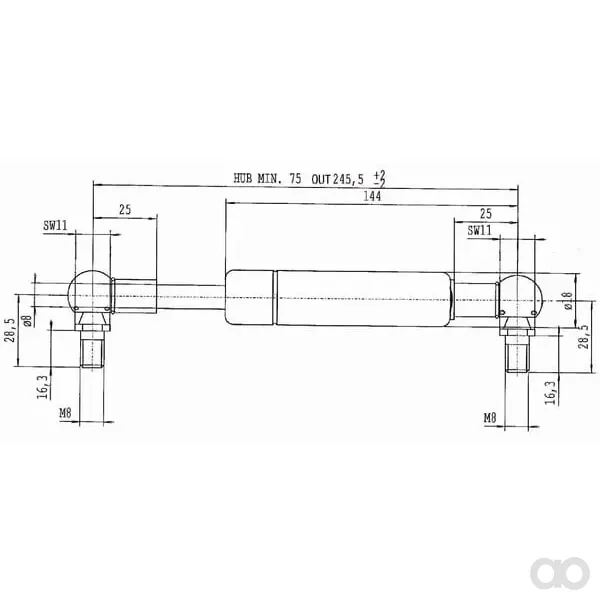 Stabilus - CA375446 - Gasfeder L245.5mm 250N Stabilus