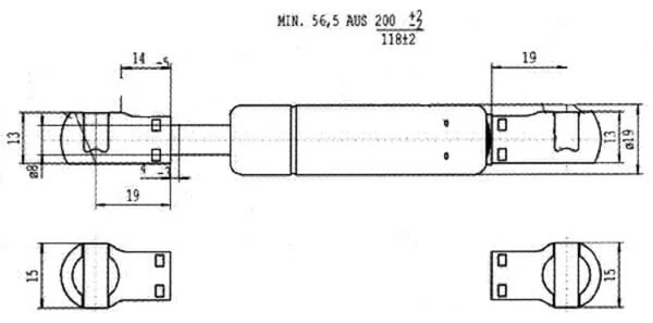 Stabilus - CA4327ID - Gasdaempfer L=200,0 MM 200 N