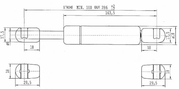 Stabilus - CA475017 - Gasaktuator L285 - 300 N
