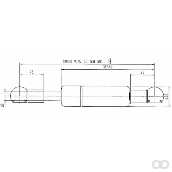 Stabilus - CA477249 - Gasfeder L500 - 300 N