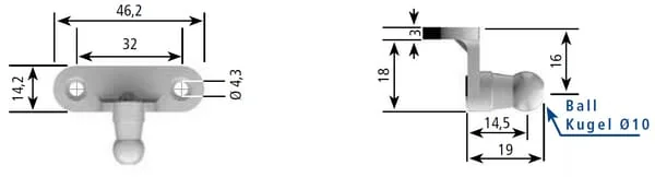 Stabilus - CA6284UG - Halterung Fuer Gasdruckfedern Und Daempfer
