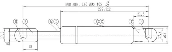 Stabilus - CA752835 - Gasfeder L405-205N