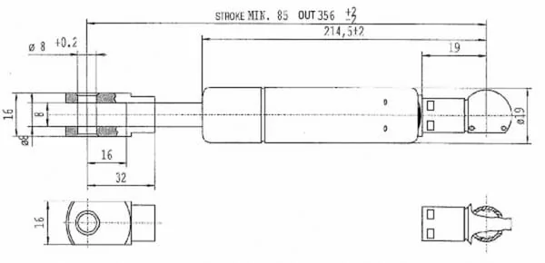 Stabilus - CA792640 - Gasfeder L356-900N