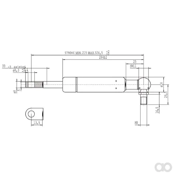 Stabilus - CA877638 - Gasdruckfeder L524,5mm 300N Stabilus