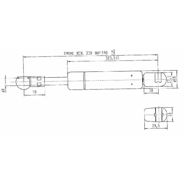 Stabilus - CA897884 - Gasdruckfeder L590mm 240N Stabilus