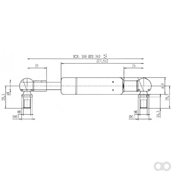 Stabilus - CA903442 - Gasfeder L340-100 N