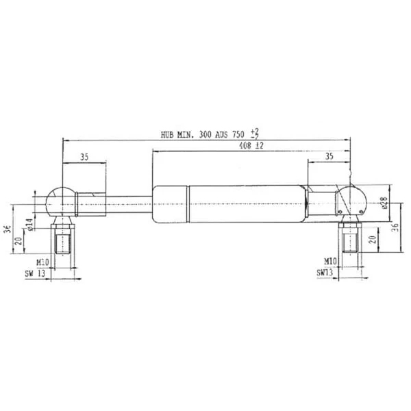 Stabilus - CA9412UU - Gasdruckfeder L750mm 900N Stabilus