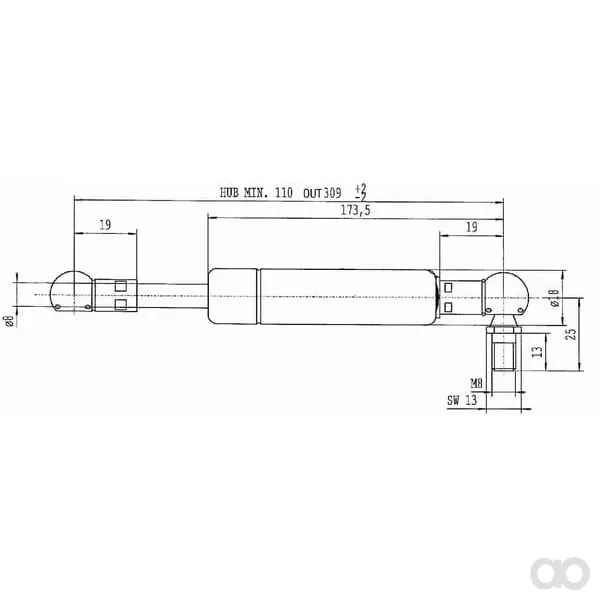 Stabilus - CA960942 - Gasdruckfeder L309mm 270N Stabilus