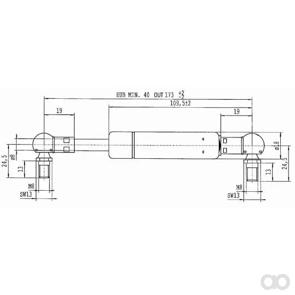 Stabilus - CA9692BH - Gasfeder L173mm 150N Stabilus