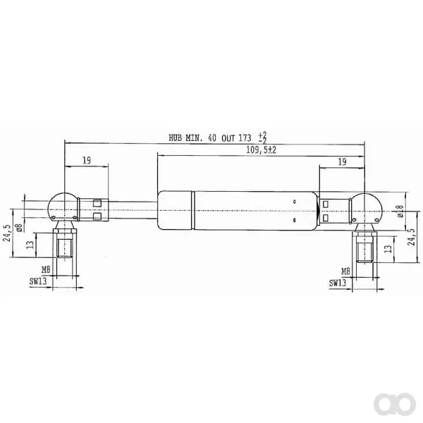 Stabilus - CA9693BC - Gasfeder L173mm 250N Stabilus