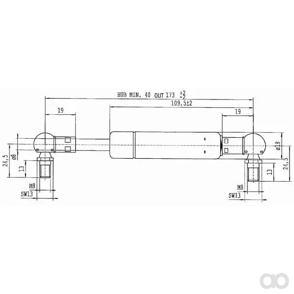 Stabilus - CA9694BY - Gasfeder L173mm 350N Stabilus