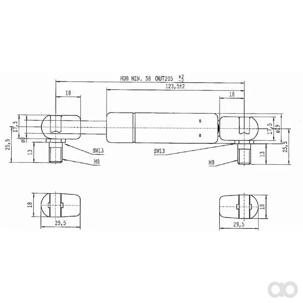 Stabilus - CA970816 - Gasfeder L205-500 N