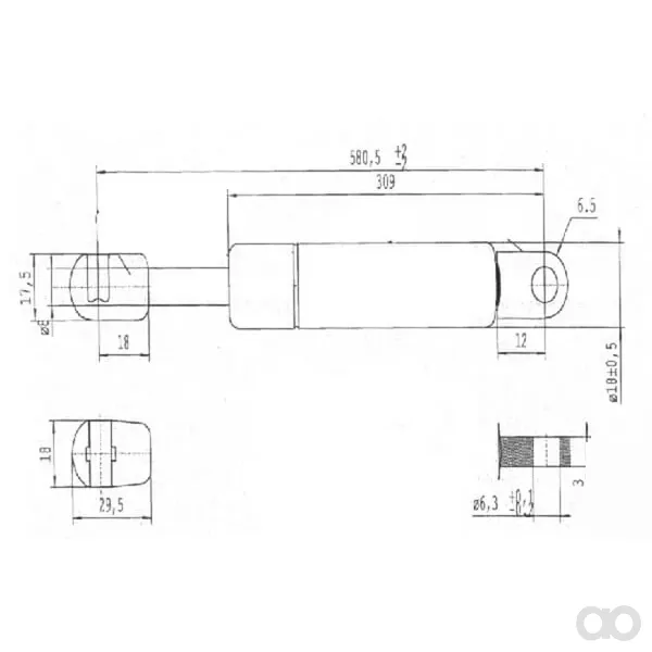 Stabilus - CA981184 - Gasfeder L580-100 N